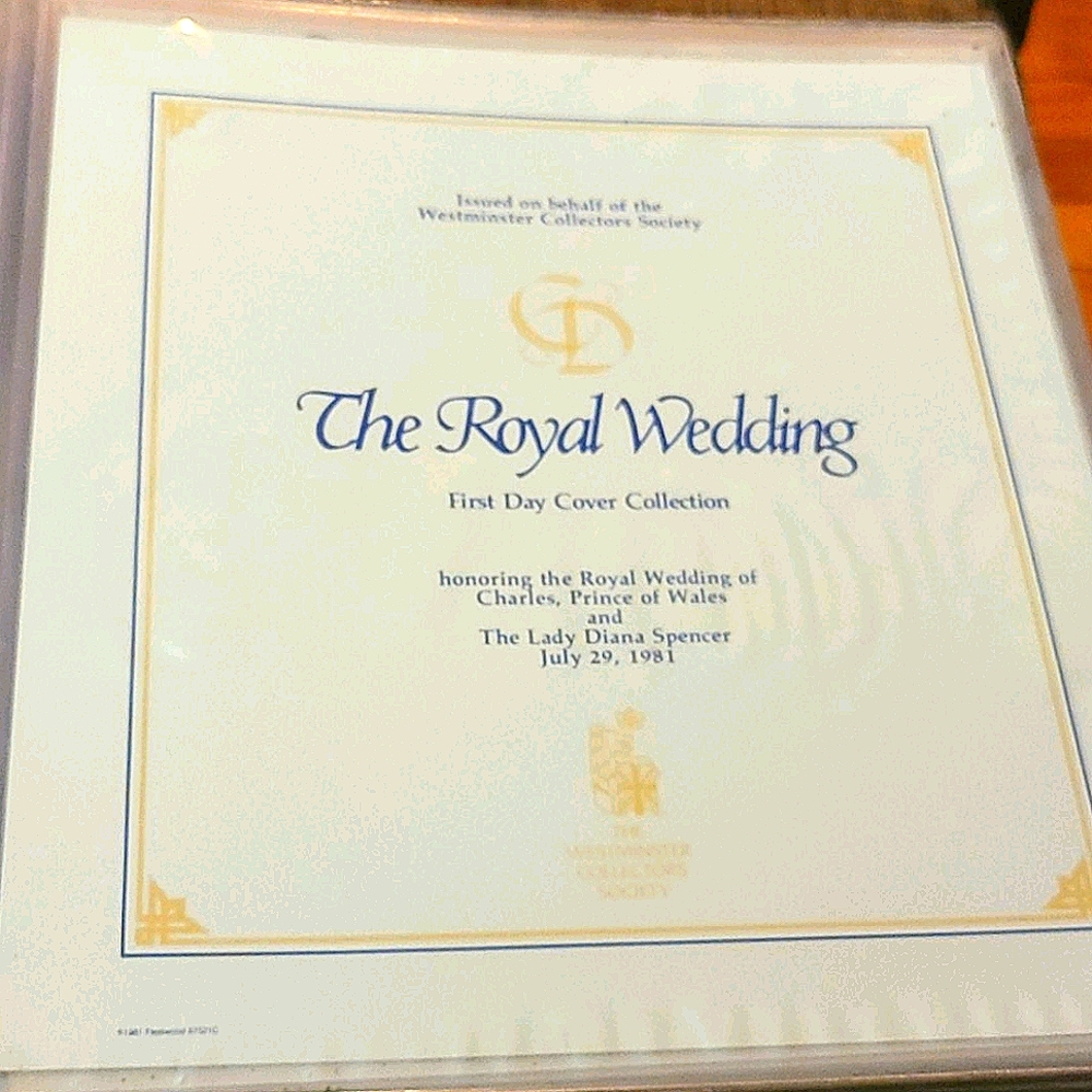 A book of royal stamps  sent out for wedding